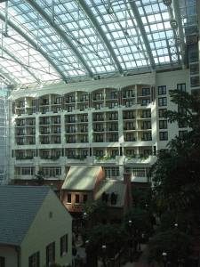 Who could complain about staying in a hotel that has an actual little village inside of it?!