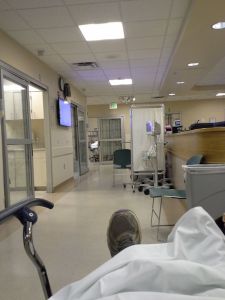 In the ER, already wondering when I could ride again.